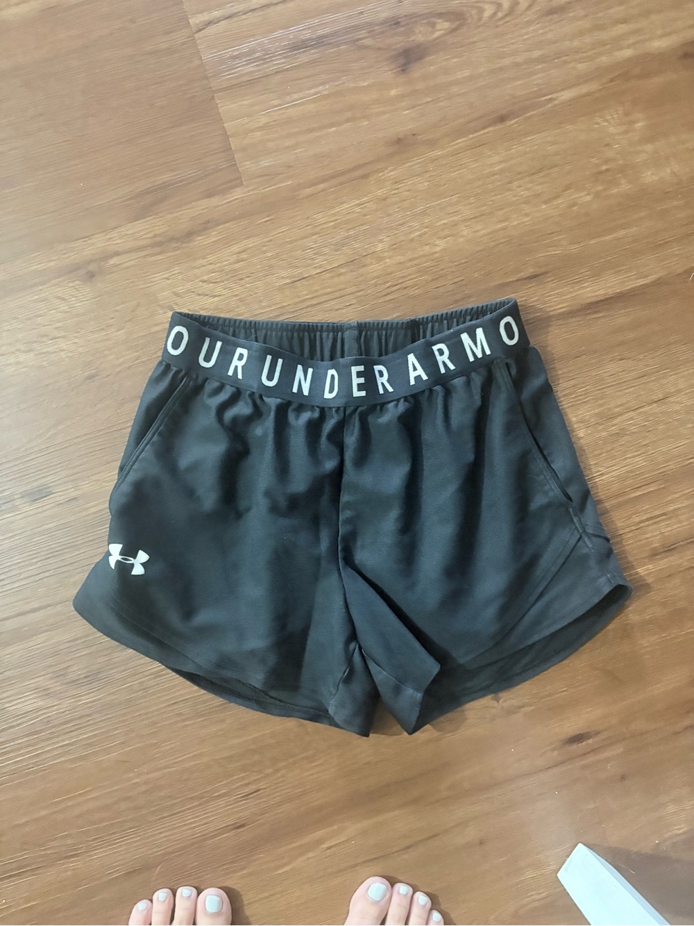 Under Armour Black Workout Shorts with White Logo